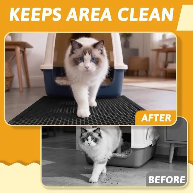 Alt view image 5 of 7 - Cat Litter Mat Double Layer Waterproof Urine Proof Trapping Mat 1 Pack (Black, 24x15 Inch (Pack of 1))