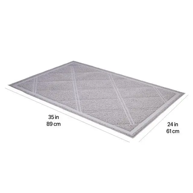 Alt view image 4 of 4 - Less-Mess Litter Trapping Cat Litter Box Mat, Soft on Kitty Paws, Waterproof, Scatter Control, 24" x 35", Grey