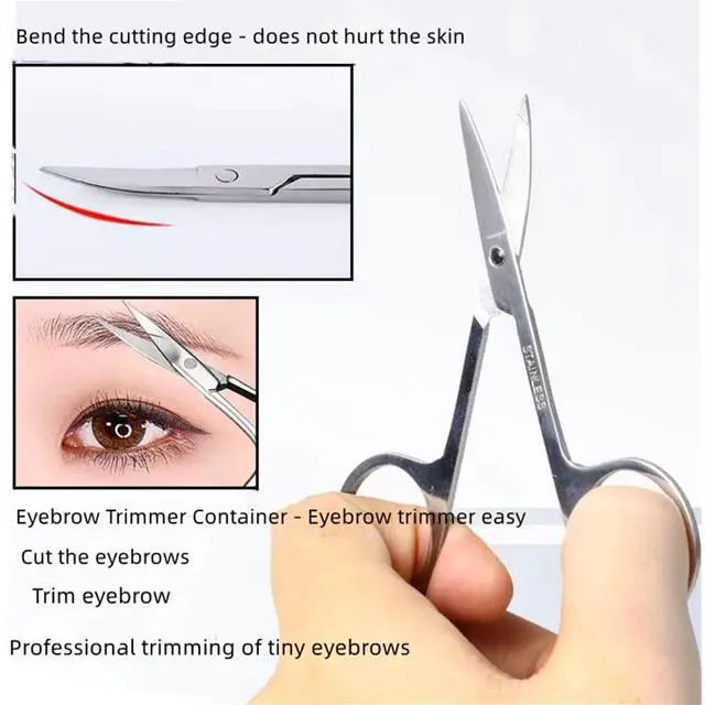 Alt view image 3 of 7 - XUJINCN Small Scissors, 3.5in Beauty Scissors,for Personal Facial Hair Grooming Curved and Round Design, for Trim Men/Women Eyebrows Trimming, Eyelashes,Nose Hair, Ear, Mustache 3 Pack