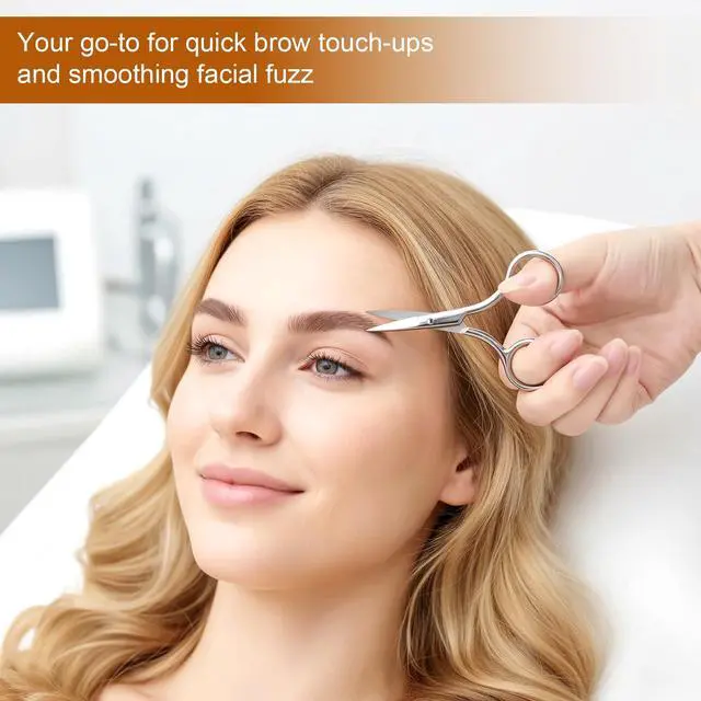Alt view image 3 of 6 - 2Pcs Facial Hair Small Grooming Scissors For Men & Women - Eyebrow, Nose Hair, Mustache, Beard, Eyelashes, Ear Hair Trimming Kit, Pointed Scissors and Round Scissors, Travel Friendly Mini Scissors Set