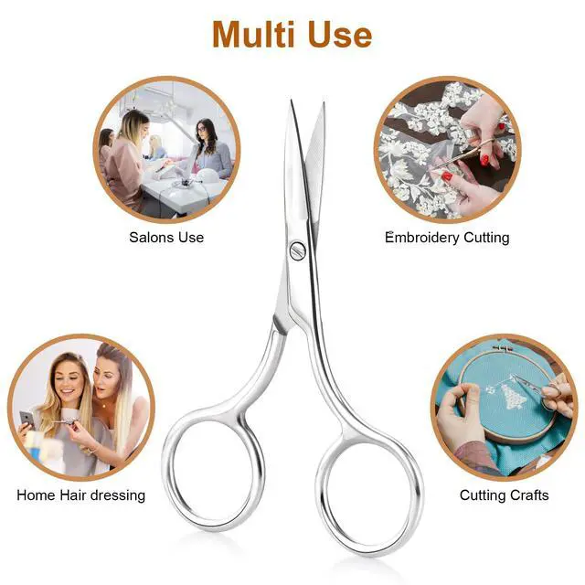 Alt view image 6 of 6 - 2Pcs Facial Hair Small Grooming Scissors For Men & Women - Eyebrow, Nose Hair, Mustache, Beard, Eyelashes, Ear Hair Trimming Kit, Pointed Scissors and Round Scissors, Travel Friendly Mini Scissors Set
