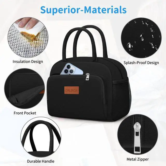 Alt view image 3 of 7 - DALINDA Lunch Bag Lunch Box for Women Men, Insulated Lunch Bags Water-Resistant Cute Cooler Lunch Tote Bag, Reusable Large Capacity for Work Travel Picnic