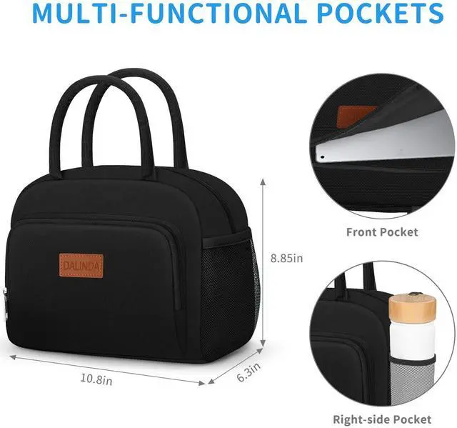 Alt view image 4 of 7 - DALINDA Lunch Bag Lunch Box for Women Men, Insulated Lunch Bags Water-Resistant Cute Cooler Lunch Tote Bag, Reusable Large Capacity for Work Travel Picnic
