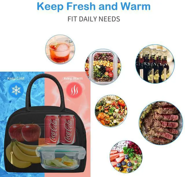 Alt view image 6 of 7 - DALINDA Lunch Bag Lunch Box for Women Men, Insulated Lunch Bags Water-Resistant Cute Cooler Lunch Tote Bag, Reusable Large Capacity for Work Travel Picnic