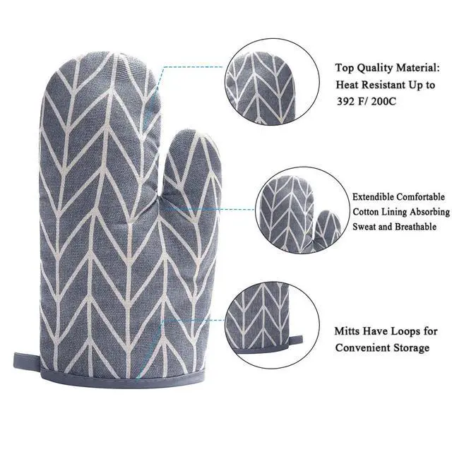 Alt view image 2 of 7 - WinChange Oven Mitts and Potholders BBQ Gloves-Oven Mitts and Pot Holders Sets with Recycled Cotton Infill Silicone Non-Slip Cooking Gloves for Cooking Baking Grilling (4-Piece Set,Grey)
