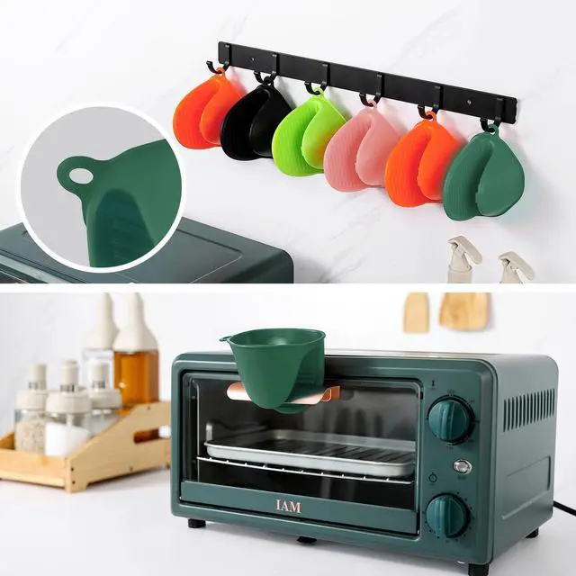 Alt view image 4 of 6 - ButterMelt 4PC Silicone Oven Mitts - Dark Green Heat Resistant Non-Slip Kitchen Gloves, for Cooking, Baking, BBQ with Extra Thick Hand Protection for Hot Pots, Pans, Trays