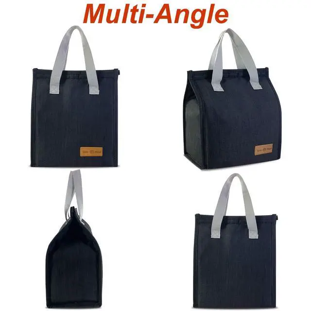 Alt view image 6 of 7 - Mziart Minimalist Lunch Bag, Reusable Insulated Lunch Box for Women Men Leakproof Simple Bento Tote Adults Cooler Bag for Work Office Picnic or Travel (Black)
