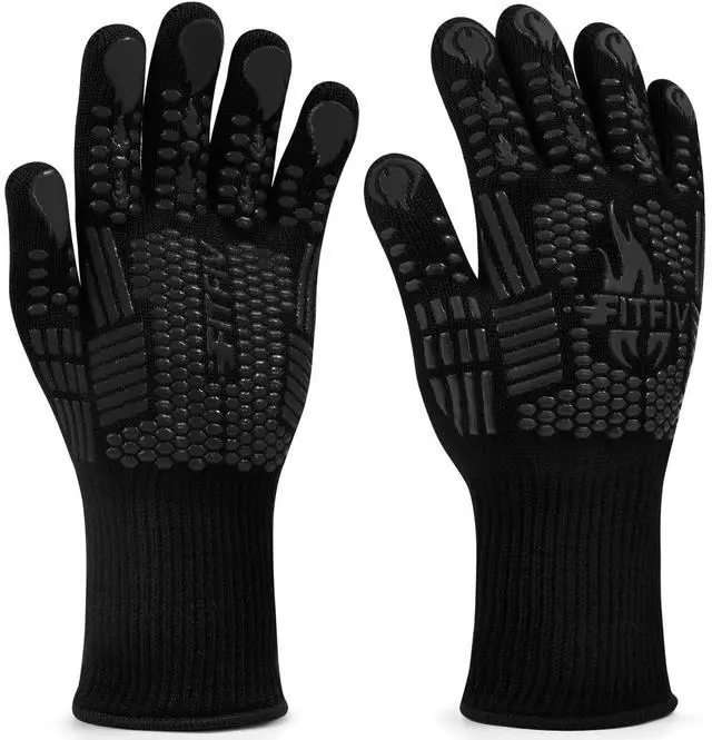 Main image of FITFIV BBQ Gloves, Oven Gloves, 1472°F Extreme Heat Resistant Barbecue Gloves, Silicone Non-Slip Oven Mitts, Kitchen for Cooking, Grilling, and Baking