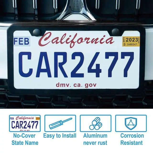 Alt view image 2 of 6 - 2PCS Premium Matte Black License Plate Frames, Solid Rust-Proof Aluminum Holder with 2 Holes, Universal Car Frame for Women and Man, Including Screws, by Lengnoyp.