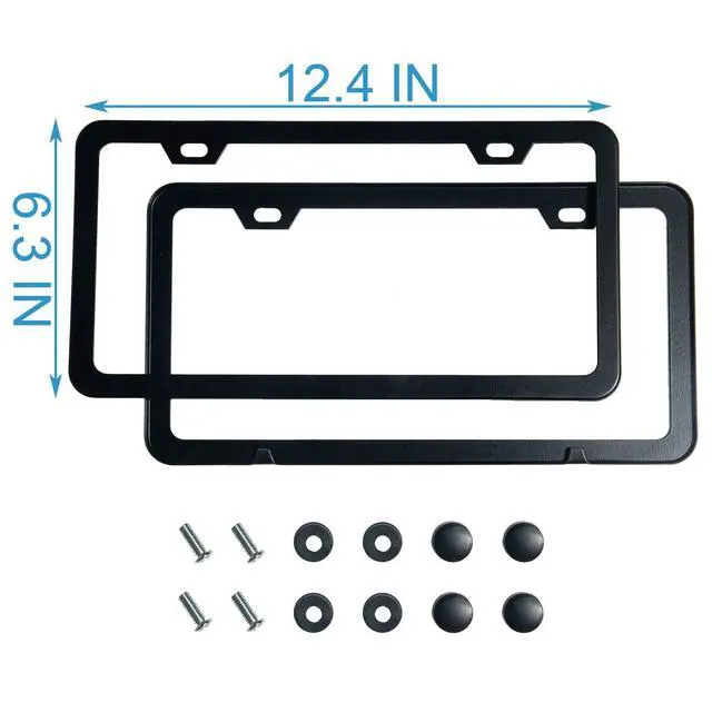 Alt view image 5 of 6 - 2PCS Premium Matte Black License Plate Frames, Solid Rust-Proof Aluminum Holder with 2 Holes, Universal Car Frame for Women and Man, Including Screws, by Lengnoyp.