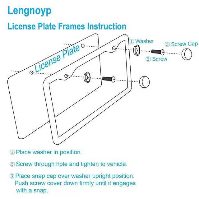 Alt view image 6 of 6 - 2PCS Premium Matte Black License Plate Frames, Solid Rust-Proof Aluminum Holder with 2 Holes, Universal Car Frame for Women and Man, Including Screws, by Lengnoyp.