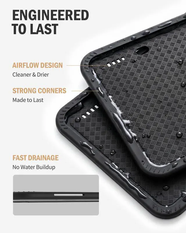 Alt view image 7 of 7 - Aujen Silicone License Plate Frames Black, 2 Pack Car License Plate Frame, Universal US Black License Plate Holders Brackets Rust-Proof, Weather & Rattle-Proof, Car Accessories