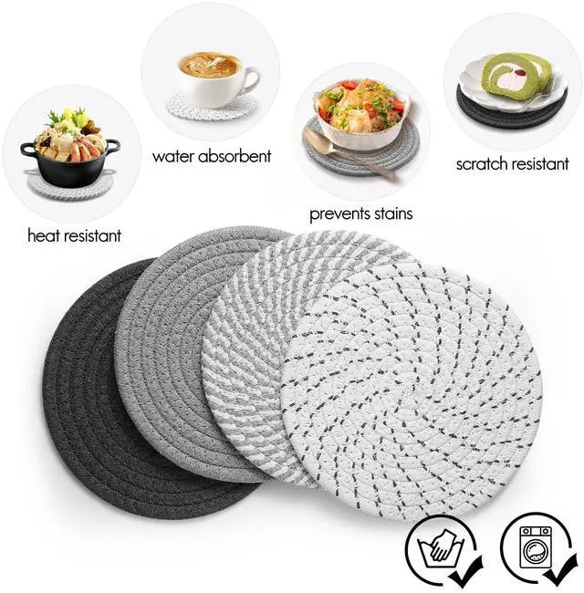 Alt view image 3 of 7 - Ueixieo 7" Trivets Hot Dishes, Hot pots and Pans, 4 Pcs Pot Holders KitchenHeat Resistant Hot Holders are to Protect Your Furniture and Tables, Professional Home Essentials