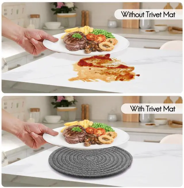 Alt view image 4 of 7 - Ueixieo 7" Trivets Hot Dishes, Hot pots and Pans, 4 Pcs Pot Holders KitchenHeat Resistant Hot Holders are to Protect Your Furniture and Tables, Professional Home Essentials
