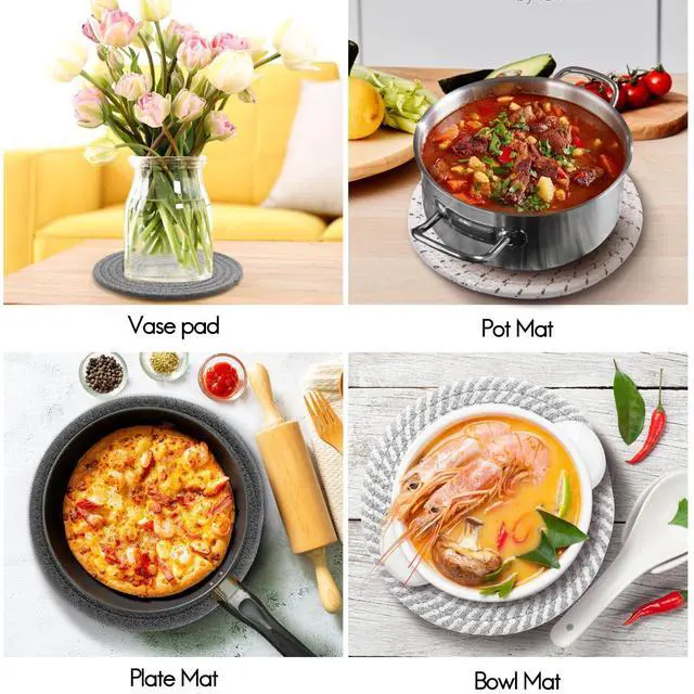 Alt view image 7 of 7 - Ueixieo 7" Trivets Hot Dishes, Hot pots and Pans, 4 Pcs Pot Holders KitchenHeat Resistant Hot Holders are to Protect Your Furniture and Tables, Professional Home Essentials