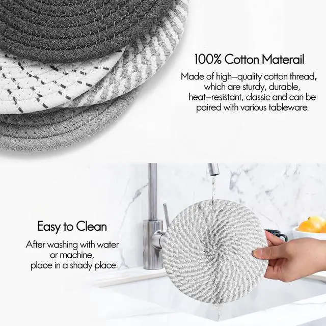 Alt view image 6 of 7 - Ueixieo 7" Trivets Hot Dishes, Hot pots and Pans, 4 Pcs Pot Holders KitchenHeat Resistant Hot Holders are to Protect Your Furniture and Tables, Professional Home Essentials
