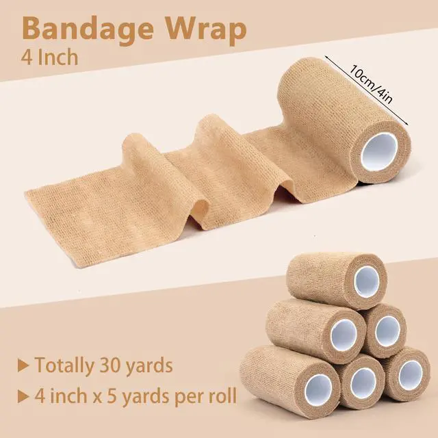 Alt view image 2 of 7 - Self Adhesive Bandage Wrap 4 in, Elastic Vet Wrap, Athletic Sports Wraps