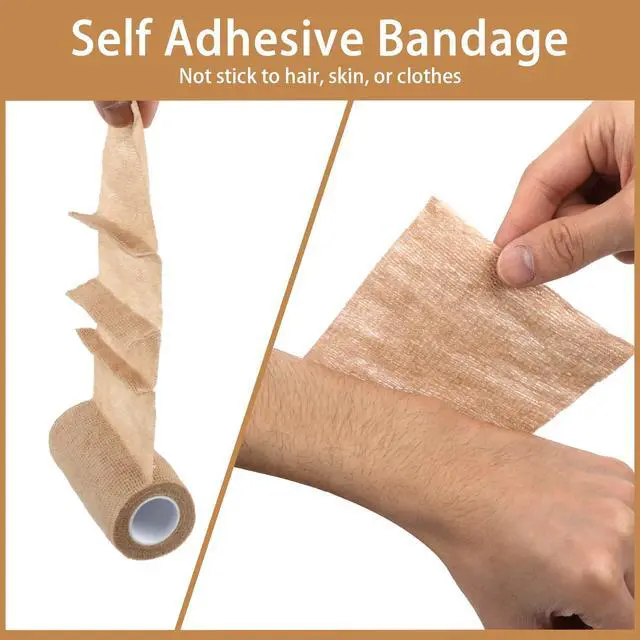 Alt view image 3 of 7 - Self Adhesive Bandage Wrap 4 in, Elastic Vet Wrap, Athletic Sports Wraps