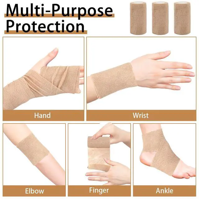 Alt view image 5 of 7 - Self Adhesive Bandage Wrap 4 in, Elastic Vet Wrap, Athletic Sports Wraps