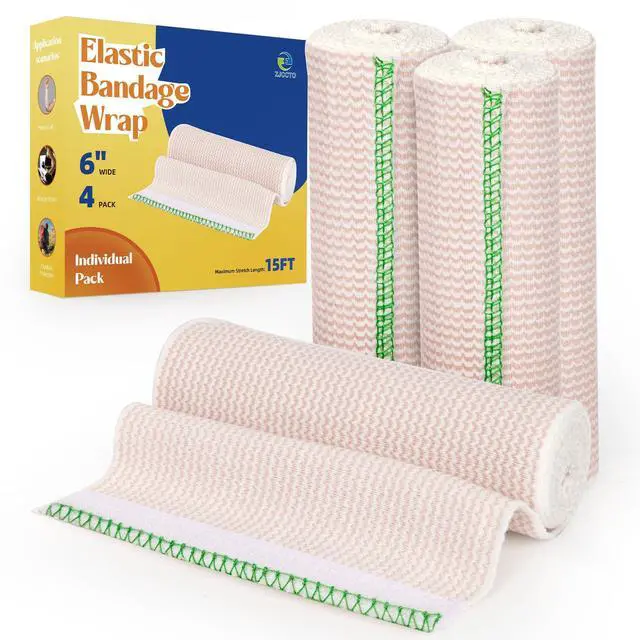 Main image of 6" Elastic Bandage Wrap Compression Bandage for Waist Leg, 4 Pack