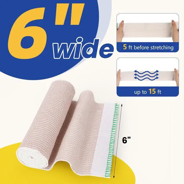 Alt view image 2 of 7 - 6" Elastic Bandage Wrap Compression Bandage for Waist Leg, 4 Pack