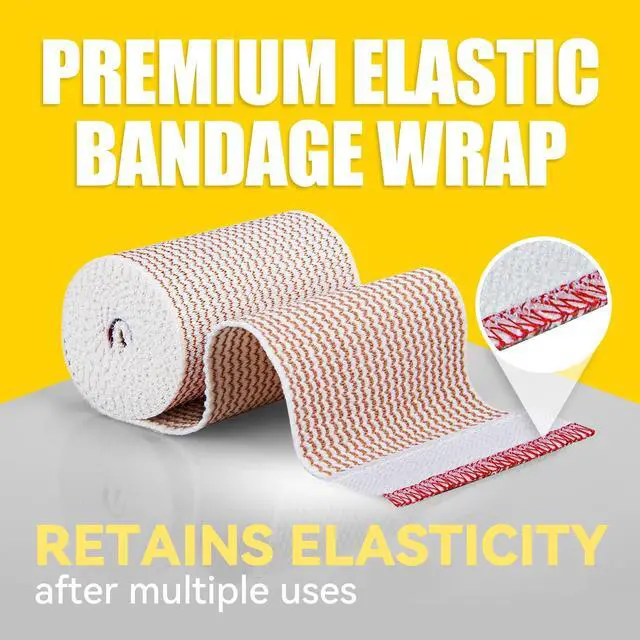 Alt view image 2 of 7 - Premium Elastic Bandage Wrap 4 Inch, 3 Pack, Hook and Loop