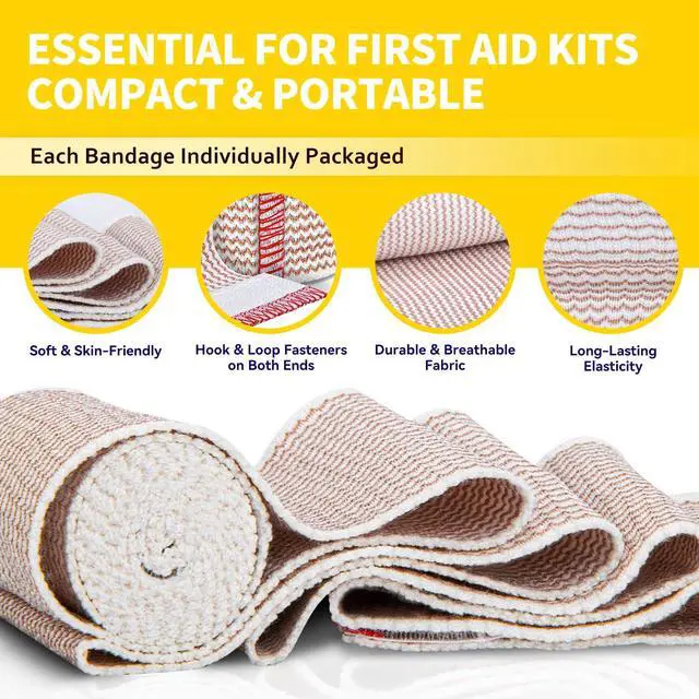 Alt view image 3 of 7 - Premium Elastic Bandage Wrap 4 Inch, 3 Pack, Hook and Loop