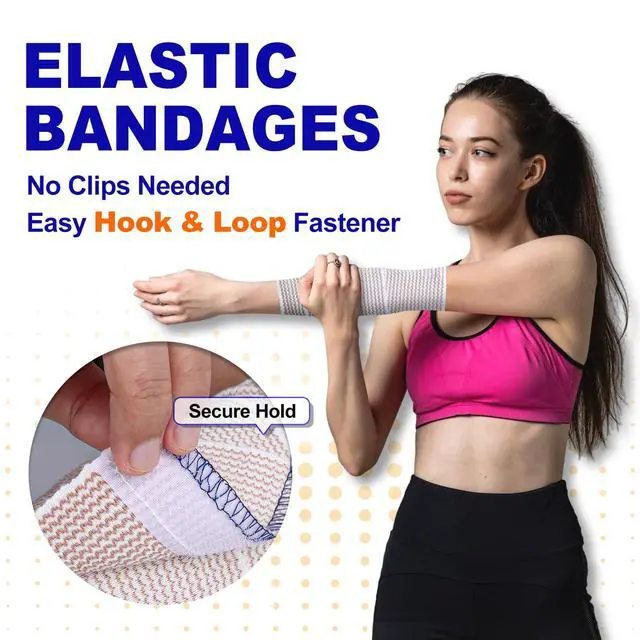 Alt view image 7 of 7 - Premium Elastic Bandage Wrap 4 Inch, 3 Pack, Hook and Loop