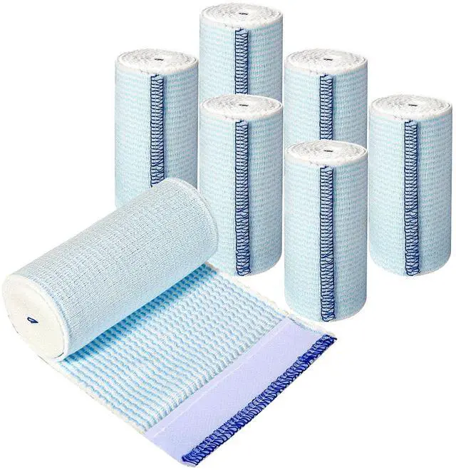 Main image of Elastic Bandage Wrap 4 Inch 6 Pack Athletic Compression Bandages Hook & Loop Fasteners for Legs Knee Support
