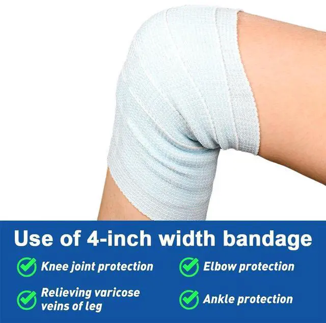 Alt view image 3 of 7 - Elastic Bandage Wrap 4 Inch 6 Pack Athletic Compression Bandages Hook & Loop Fasteners for Legs Knee Support