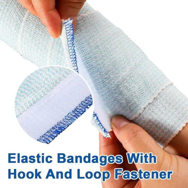 Alt view image 5 of 7 - Elastic Bandage Wrap 4 Inch 6 Pack Athletic Compression Bandages Hook & Loop Fasteners for Legs Knee Support