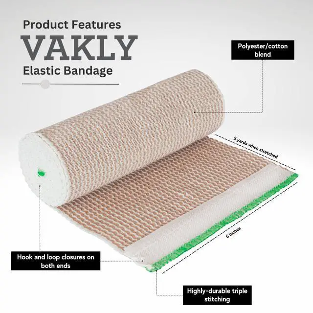 Alt view image 5 of 7 - Elastic Bandage Wrap Roll x 5 Yards Self-Closure Compression (10, 6 INCH (Pack of 10))