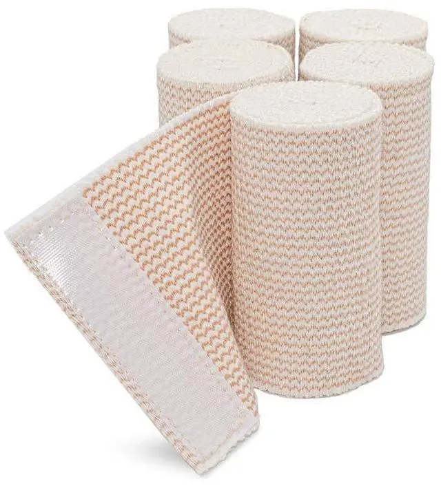 Main image of Thick Latex-Free Compression Cotton Elastic Bandage (4 inches, 5 Rolls)