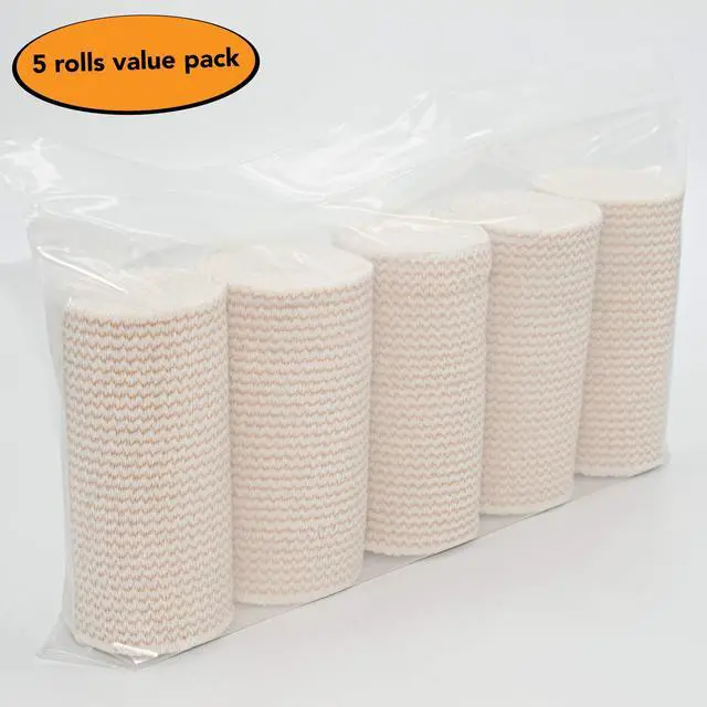 Alt view image 6 of 7 - Thick Latex-Free Compression Cotton Elastic Bandage (4 inches, 5 Rolls)