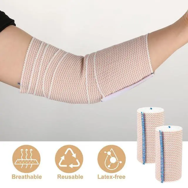 Alt view image 4 of 7 - 4 Pack Premium Elastic Bandage Wrap 4 Inch Compression Wrap Bandage Lymphedema Wraps for Legs, Ankle, Knee, Tummy