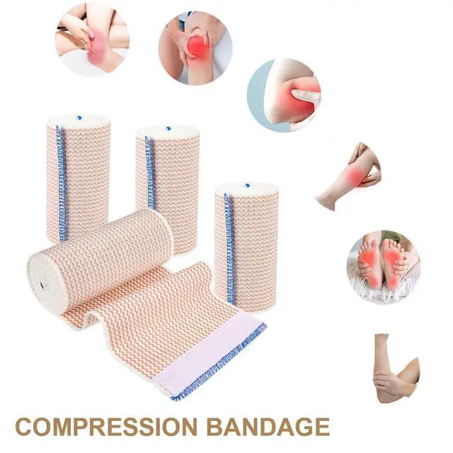 Alt view image 5 of 7 - 4 Pack Premium Elastic Bandage Wrap 4 Inch Compression Wrap Bandage Lymphedema Wraps for Legs, Ankle, Knee, Tummy