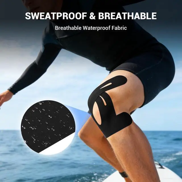 Alt view image 4 of 7 - Precut Kinesiology Knee Tape for Sports, 12 Pack, Waterproof, Black