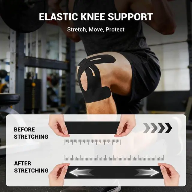 Alt view image 5 of 7 - Precut Kinesiology Knee Tape for Sports, 12 Pack, Waterproof, Black