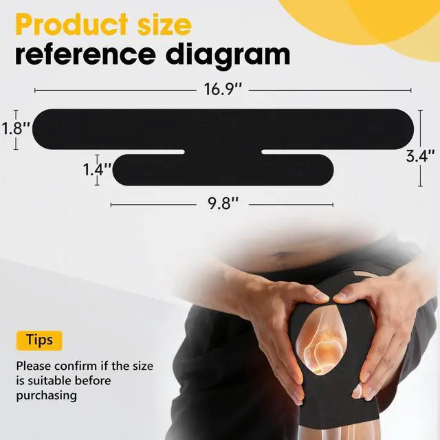 Alt view image 4 of 7 - 10 Pcs Precut Kinesiology Tape for Knees Adhesive Knee Tape Knee Support & Stability Knee Pain Relief Breathable Hypoallergenic Latex-Free Elastic Tape for Knees - Black