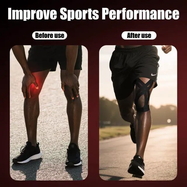 Alt view image 7 of 7 - Precut Kinesiology Tape for Knees,10 PCS Waterproof & Breathable Knee Support Tape, Elastic Knee Support & Stability - Athlete-Level Protection - Hypoallergenic Latex-Free (Black)