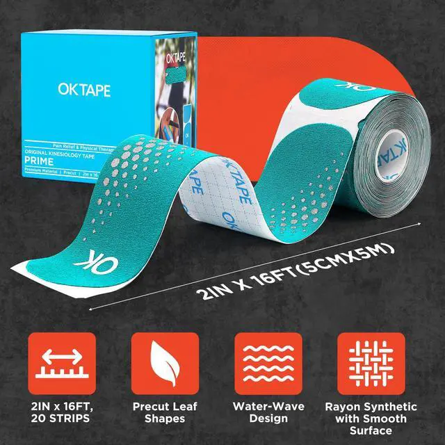 Alt view image 2 of 7 - Synthetic Precut Kinesiology Tape for Protection, 2inx6.4ft 20PCS
