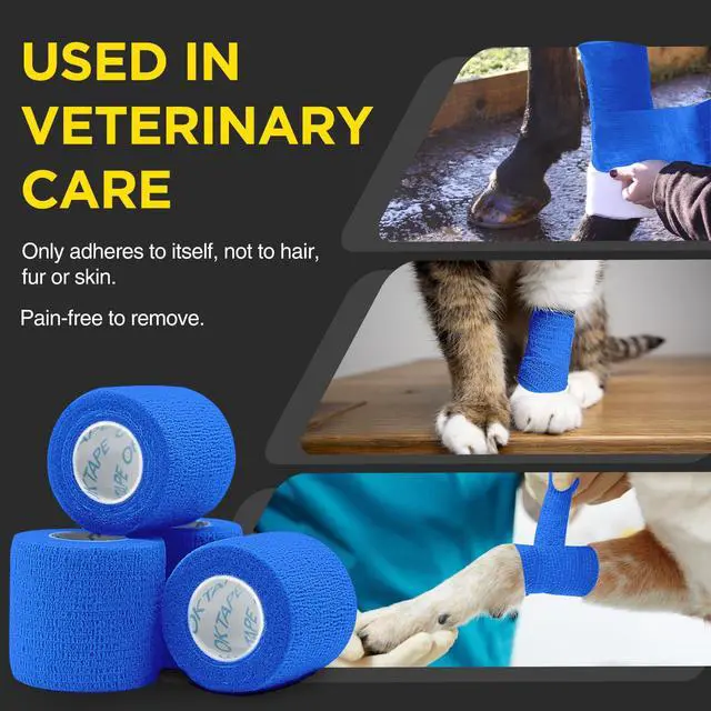 Alt view image 4 of 6 - 12 Rolls Self Adhesive Bandage Wrap, Cohesive Elastic Athletic Tape