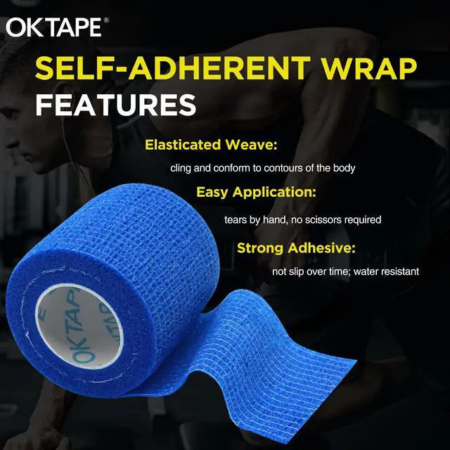 Alt view image 5 of 6 - 12 Rolls Self Adhesive Bandage Wrap, Cohesive Elastic Athletic Tape