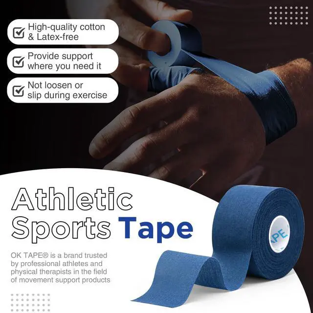 Alt view image 3 of 7 - 4 Rolls Athletic Tape, Sports Tape for Injuries, Rigid, Easy Tear
