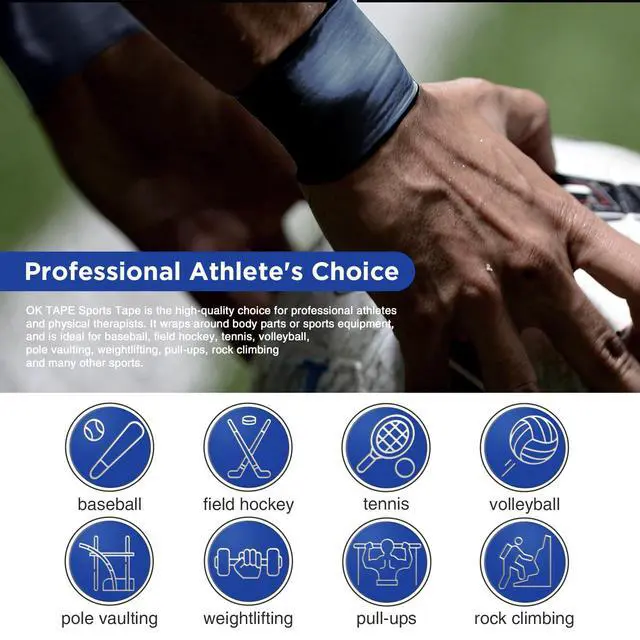 Alt view image 7 of 7 - 4 Rolls Athletic Tape, Sports Tape for Injuries, Rigid, Easy Tear