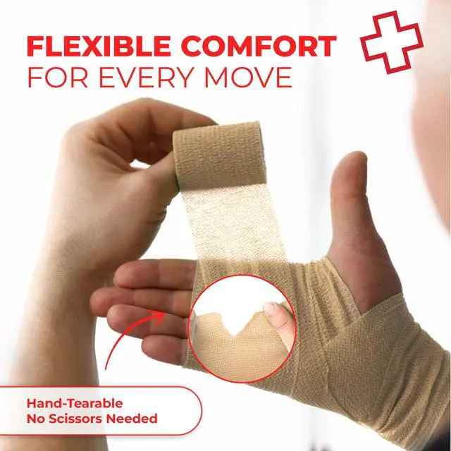 Alt view image 4 of 7 - Self Adherent Cohesive Bandages 3" x 5 Yards - 12 Count, Tan