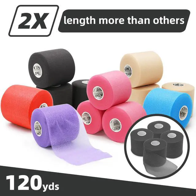Alt view image 3 of 7 - Pre Wrap Tape 4-Rolls 120 Yds Athletic Foam Underwrap for Sports