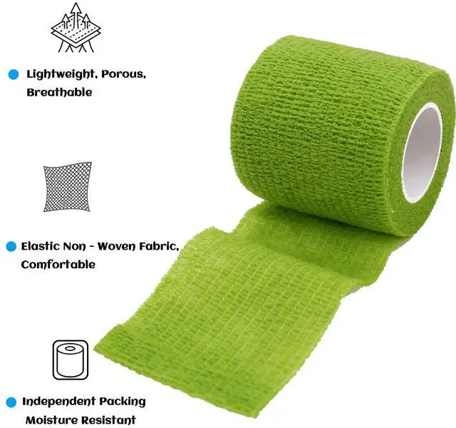 Alt view image 3 of 7 - 24 Pack Self Adhesive Bandage Wrap 2 Inch, Athletic Elastic Non Woven Cohesive Bandage for Sports, Wrist, Ankle Sprains, Swelling and Vet Wrap (Rainbow)
