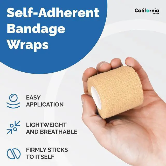 Alt view image 2 of 7 - 12 Pack Self-Adhesive Bandage Wrap - 2 Inches x 5 Yards - Elastic Self Adherent Cohesive Wrap Bandage - Breathable Athletic Tape for Wrists, Knee, Ankle - First Aid Sports - Brown