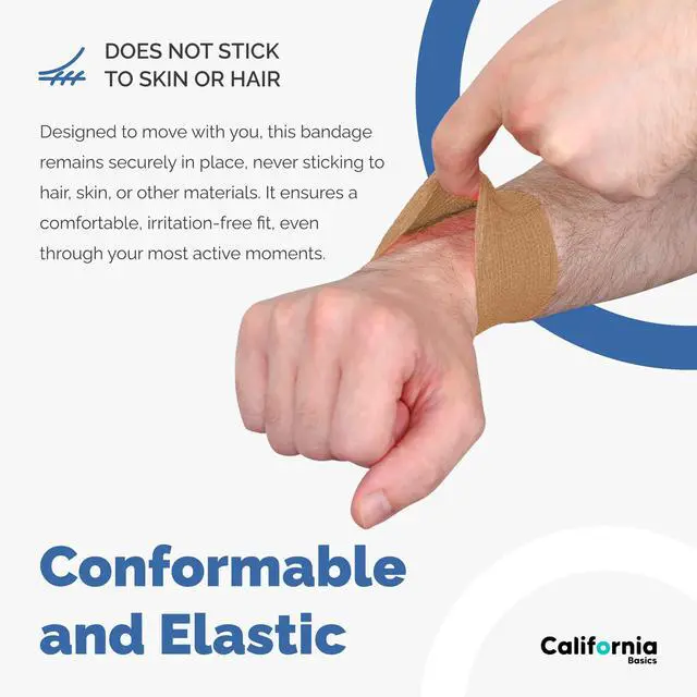 Alt view image 5 of 7 - 12 Pack Self-Adhesive Bandage Wrap - 2 Inches x 5 Yards - Elastic Self Adherent Cohesive Wrap Bandage - Breathable Athletic Tape for Wrists, Knee, Ankle - First Aid Sports - Brown